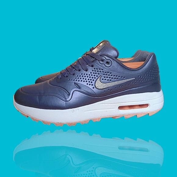 Nike Air Max 1 Low Spikeless Golf Metallic Dark Purple Great Pre-owned Condition - Picture 6 of 16